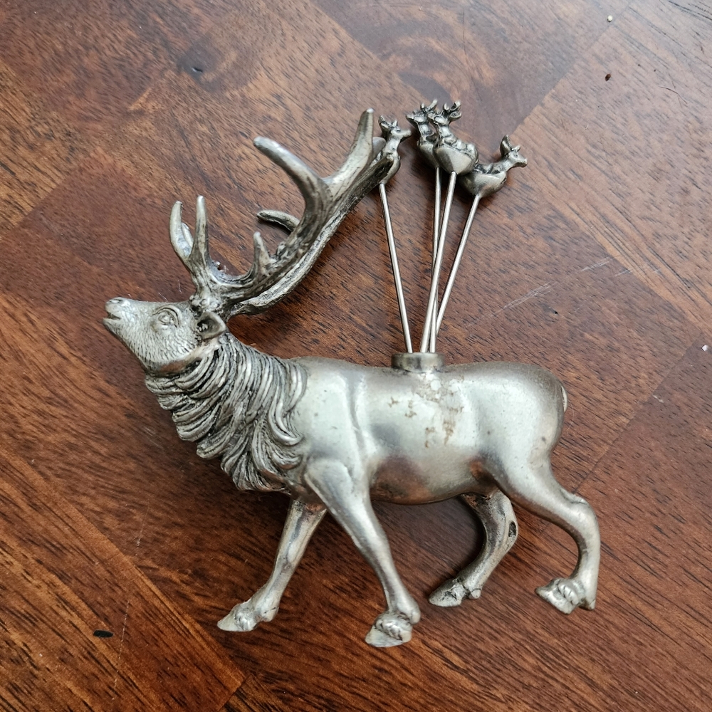 Antique Elk Cheese Pick Holder